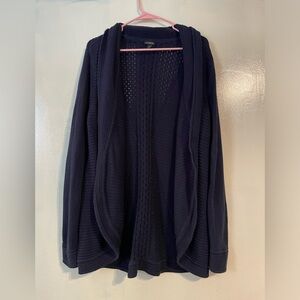 Talbots thick open knit cardigan size M heavy cotton blend cowl neck academia